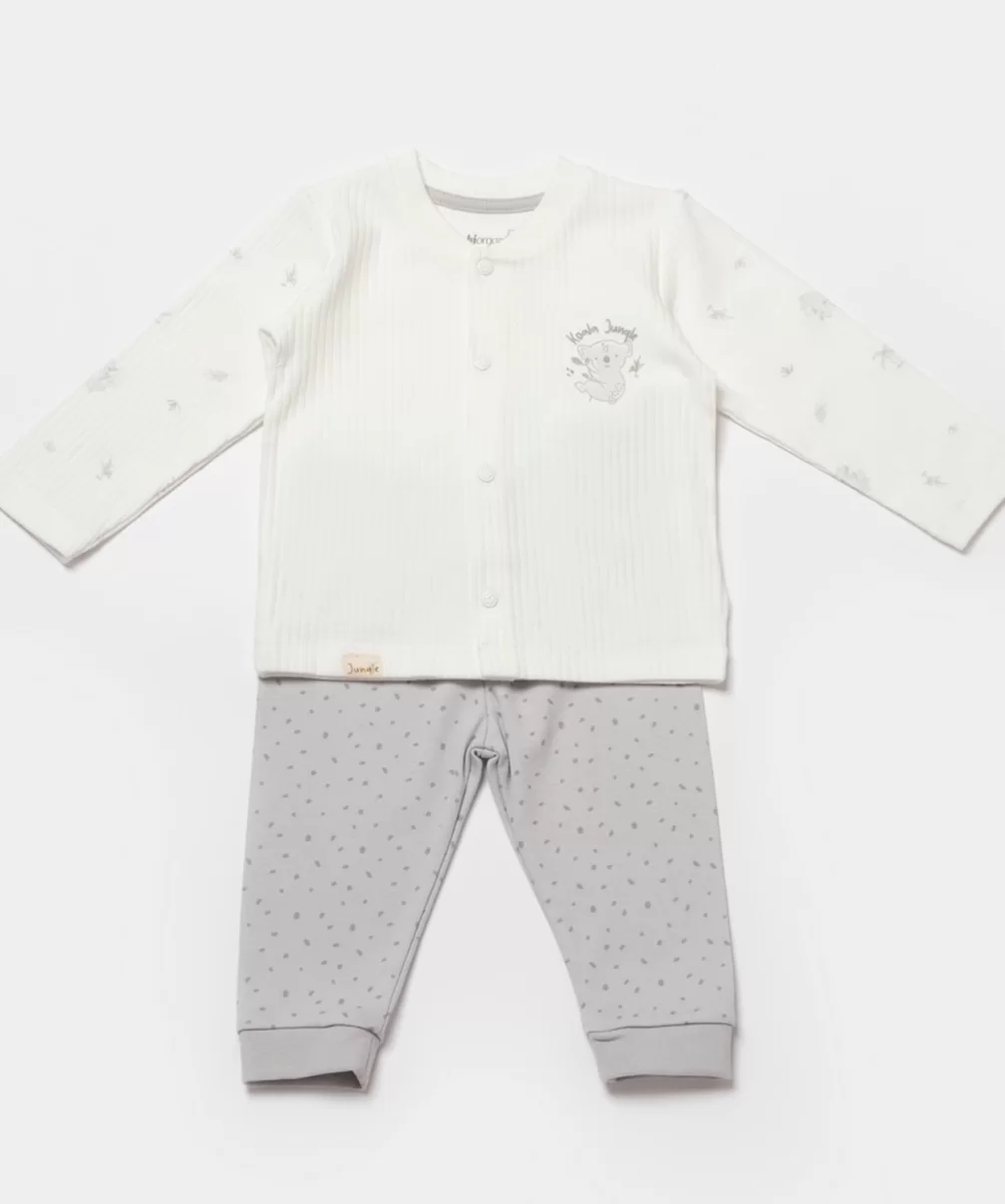 Bibaby Biorganic Koala Jungle Bebek Pijama Takımı 59777 Gri