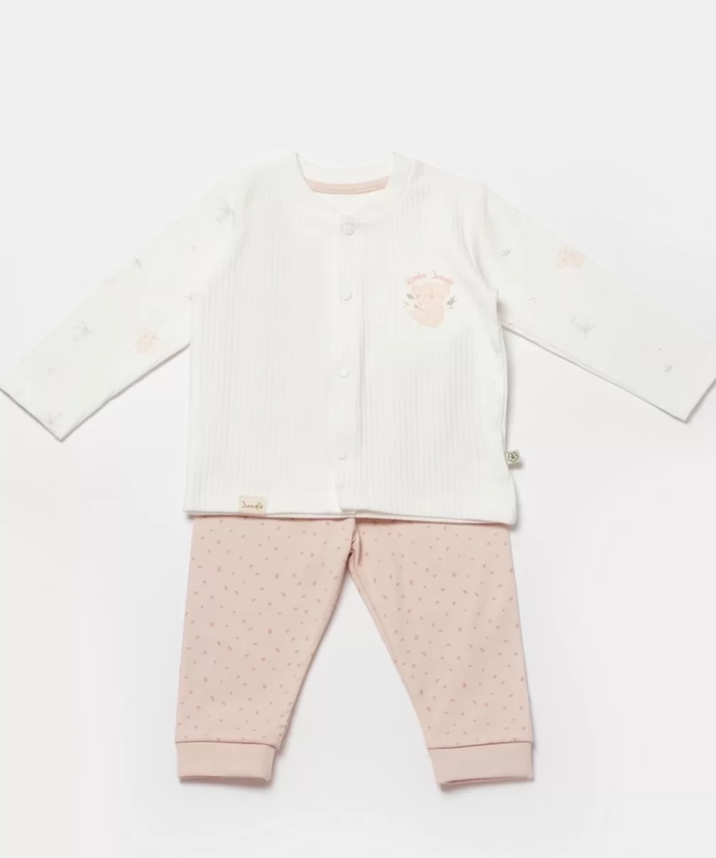 Bibaby Biorganic Koala Jungle Bebek Pijama Takımı 59777 Pembe