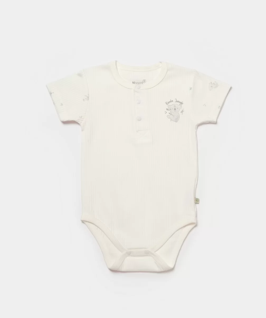 Bibaby Biorganic Koala Jungle Kısa Kol Bebek Body 56972 Gri