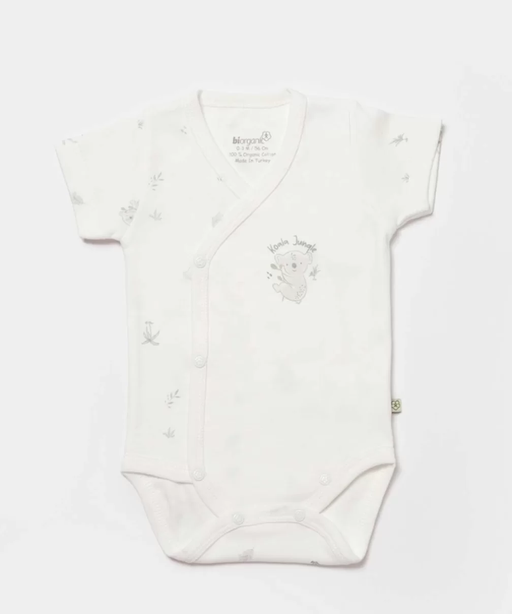 Bibaby Biorganic Koala Jungle Kısa Kol Kruvaze Body 56970 Gri