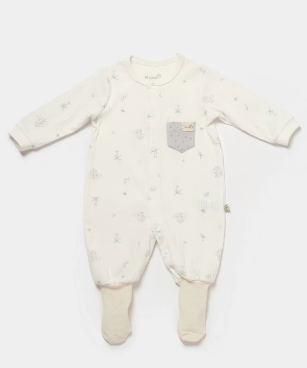 Bibaby Biorganic Koala Jungle Patikli Bebek Tulum 60734 Gri