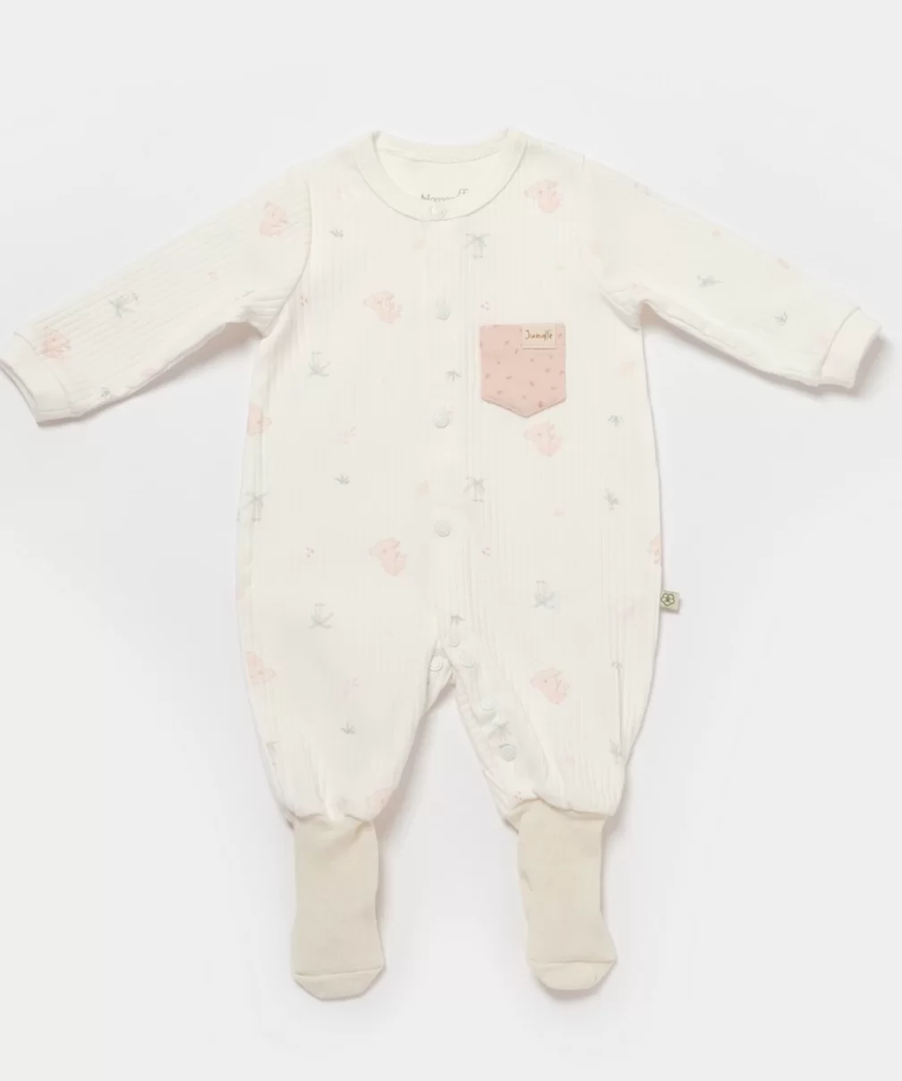 Bibaby Biorganic Koala Jungle Patikli Bebek Tulum 60734 Pembe