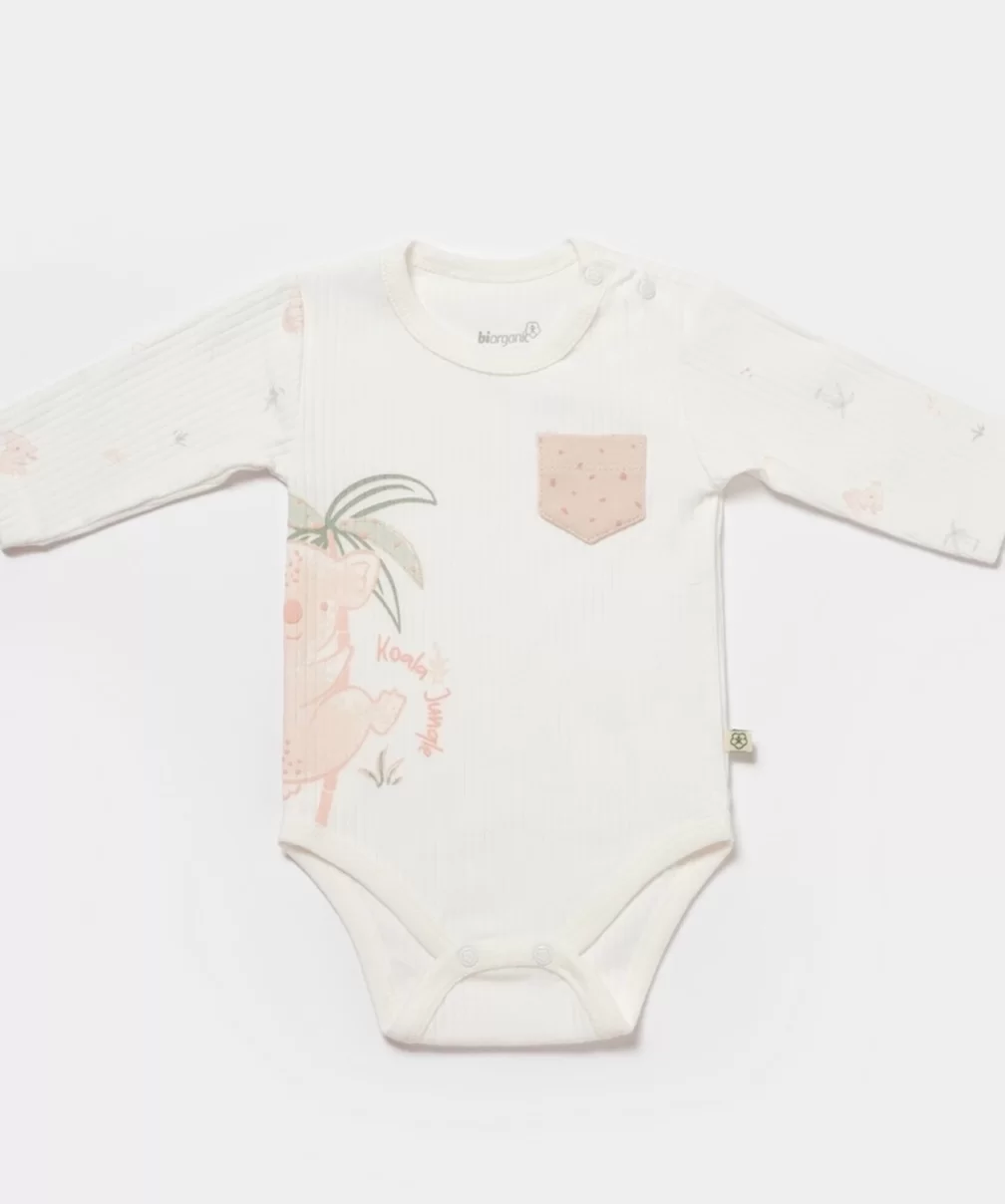 Bibaby Biorganic Koala Jungle Uzun Kol Bebek Body 56969 Pembe