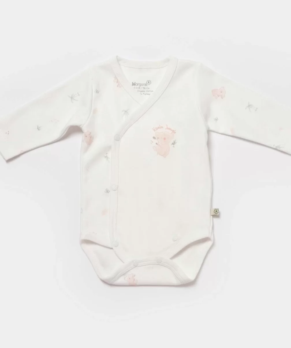 Bibaby Biorganic Koala Jungle Uzun Kol Kruvaze Body 56971 Pembe