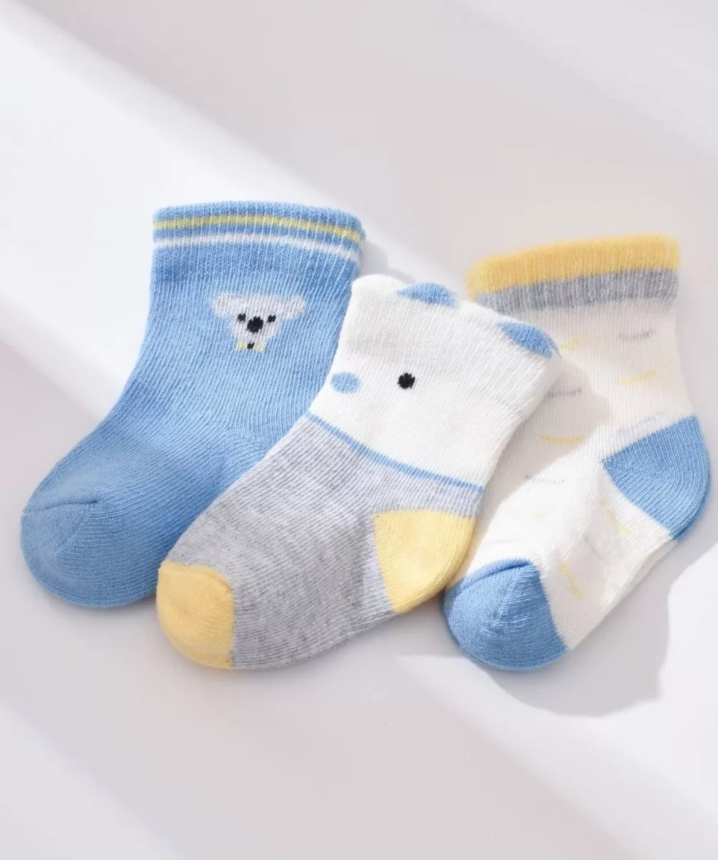 Bibaby Biorganic Papyonlu Koala Erkek 3Lü Çorap 68447 Mavi