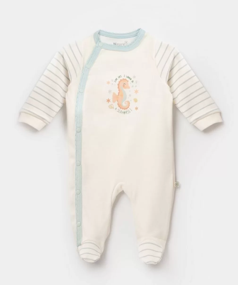 Bibaby Biorganic Save The Seahorse Newborn Bebek Tulum 60756 Bej-Mint