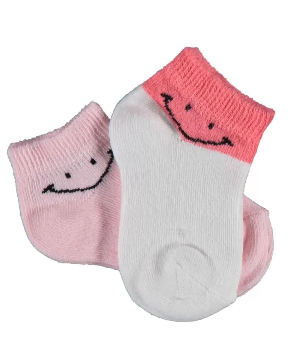 Bibaby Biorganic Smile 2Li Yaş Patik Çorap 68428 Ekru Pembe