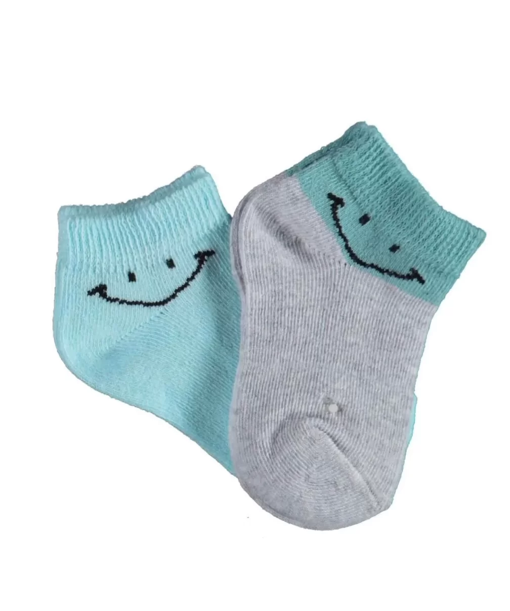 Bibaby Biorganic Smile 2Li Yaş Patik Çorap 68428 Gri Mint