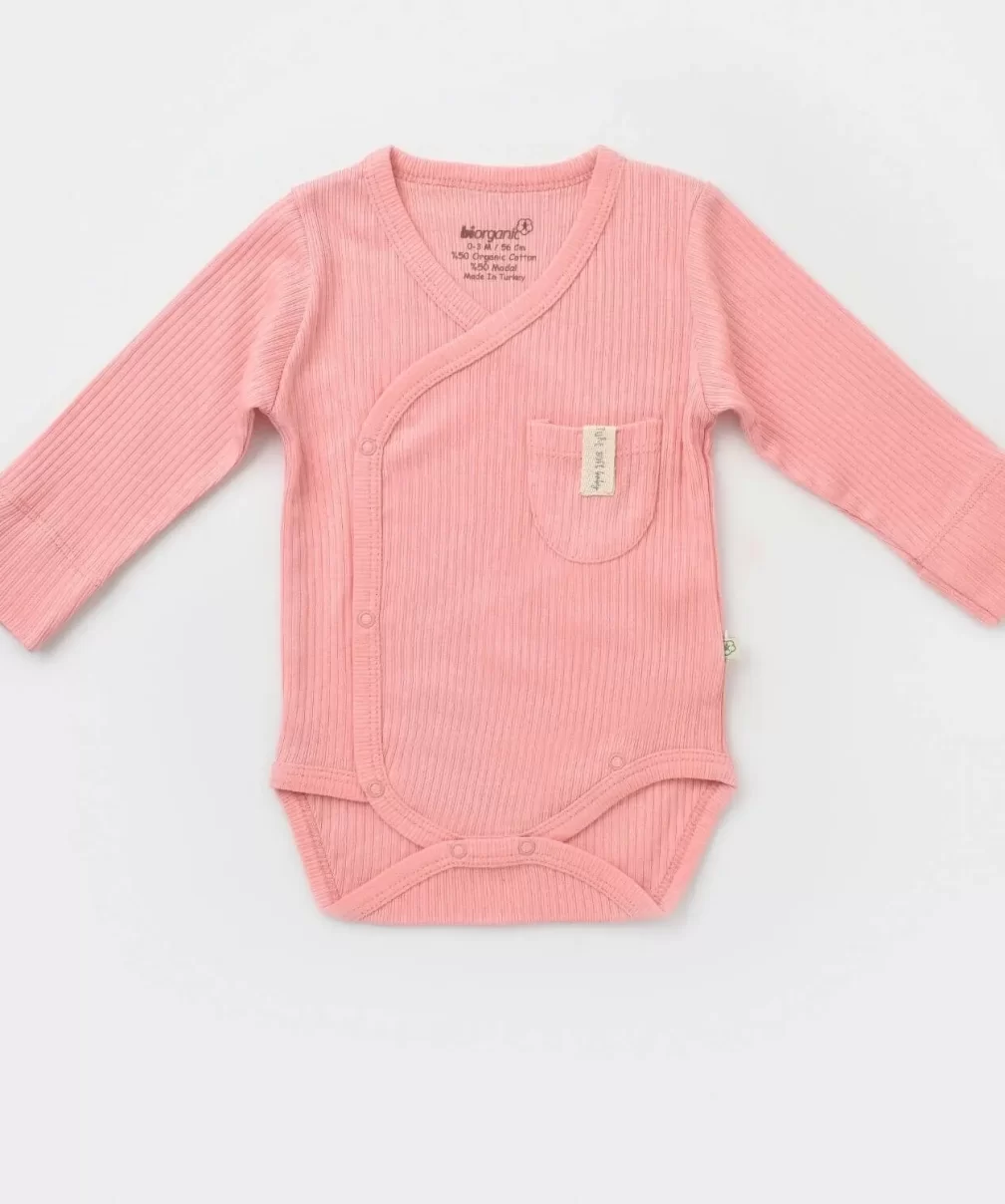 Bibaby Biorganic Soft Modal Eldivenli Kruvaze Body 56904 Pembe