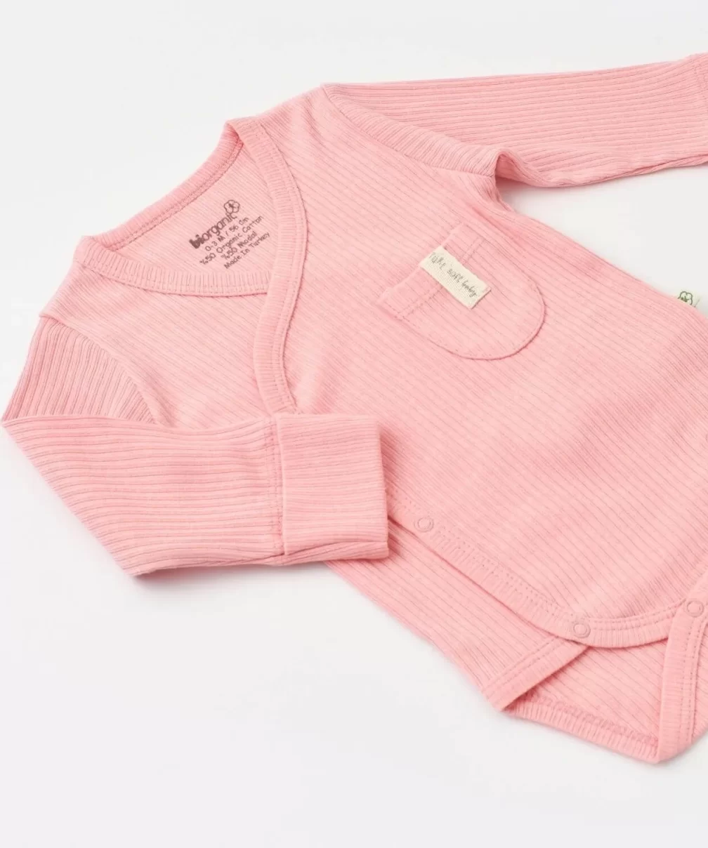 Bibaby Biorganic Soft Modal Eldivenli Kruvaze Body 56904 Pembe