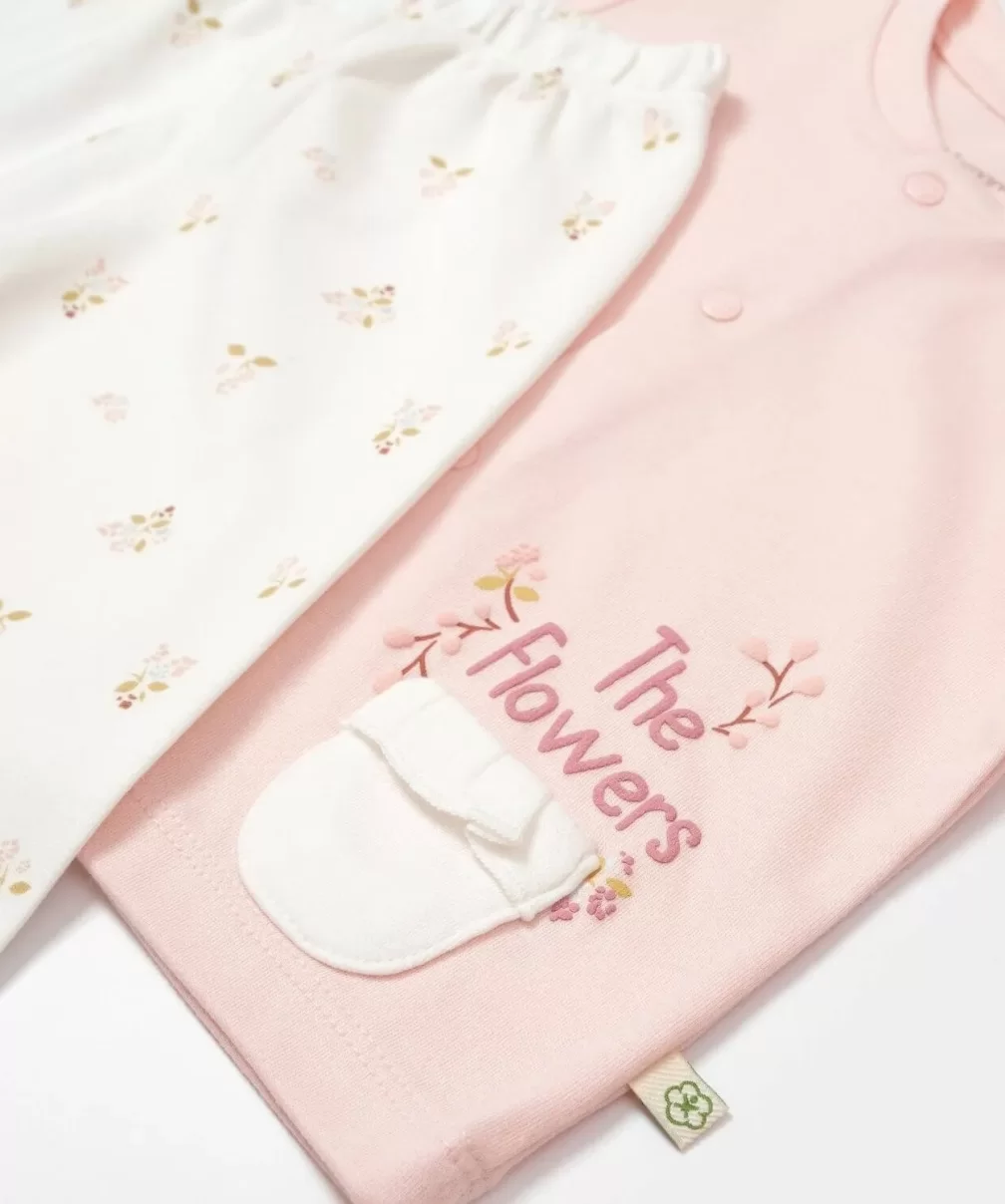 Bibaby Biorganic The Flowers Pijama Takımı 59764 Ekru Pembe