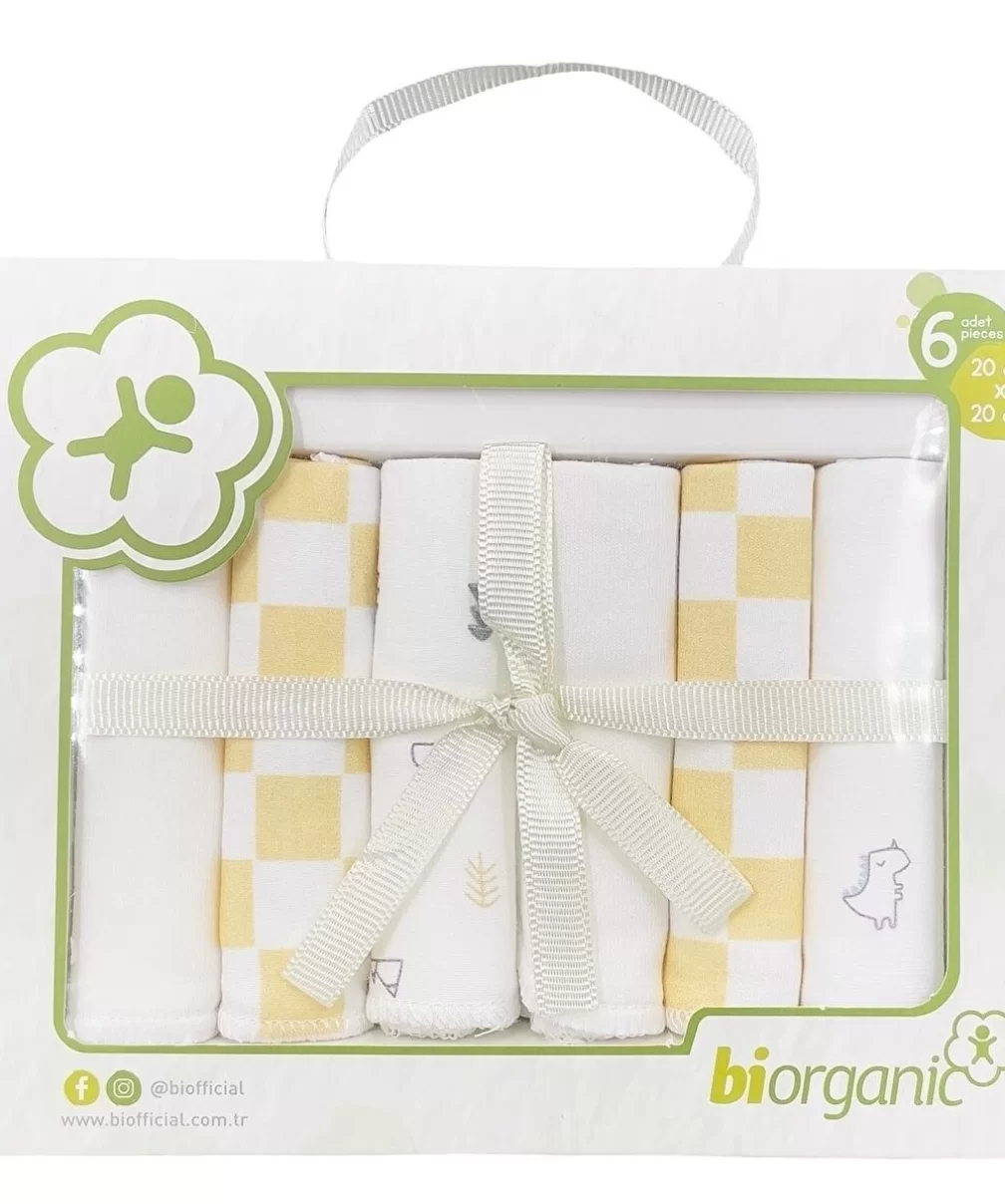 Bibaby Biorganik Desenli 6lı Penye Mendil 57759 Sarı