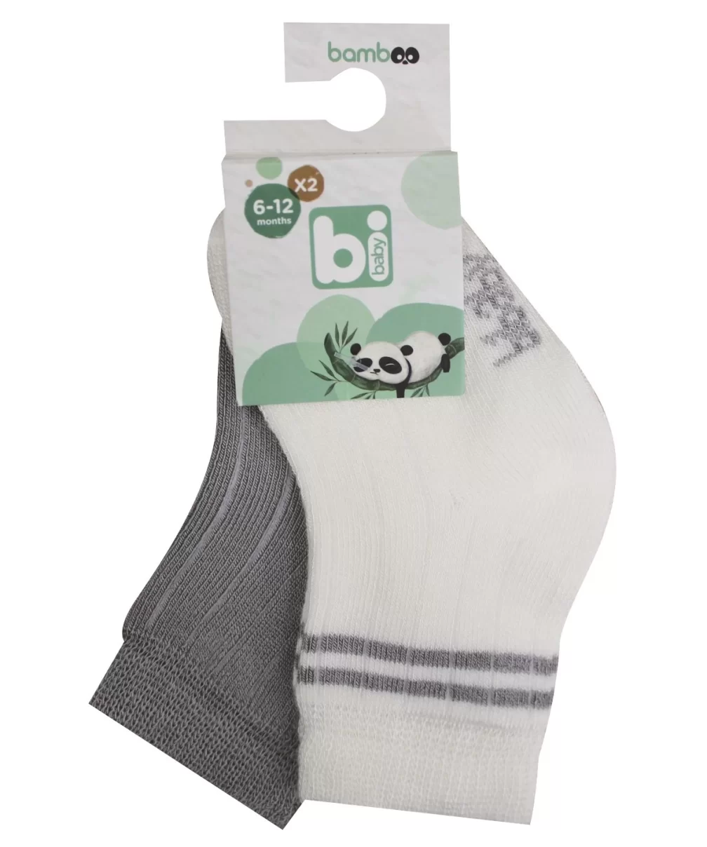 Bibaby Derby Bamboo 2Li Çorap 68386 Ekru Gri