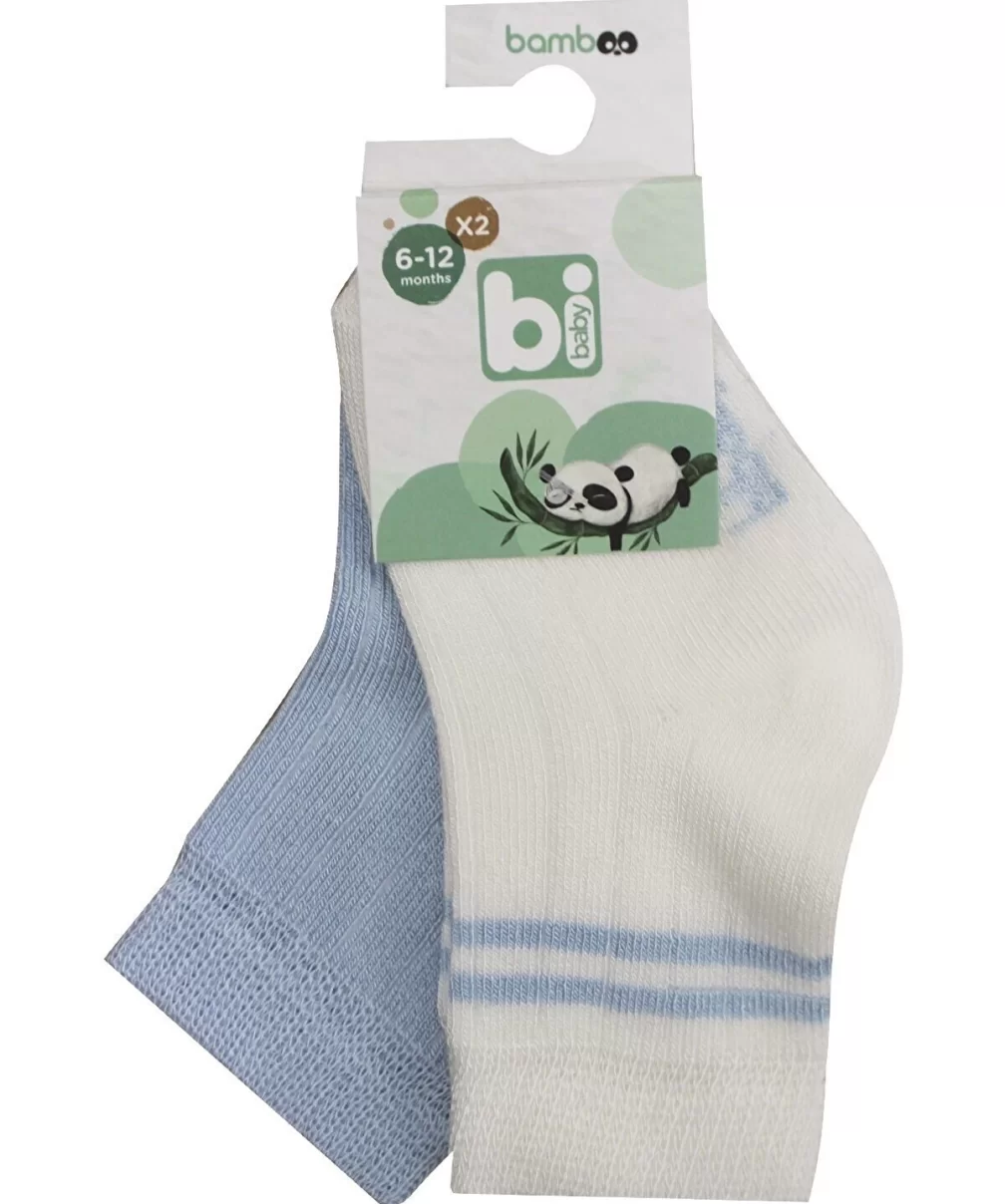 Bibaby Derby Bamboo 2Li Çorap 68386 Ekru Mavi