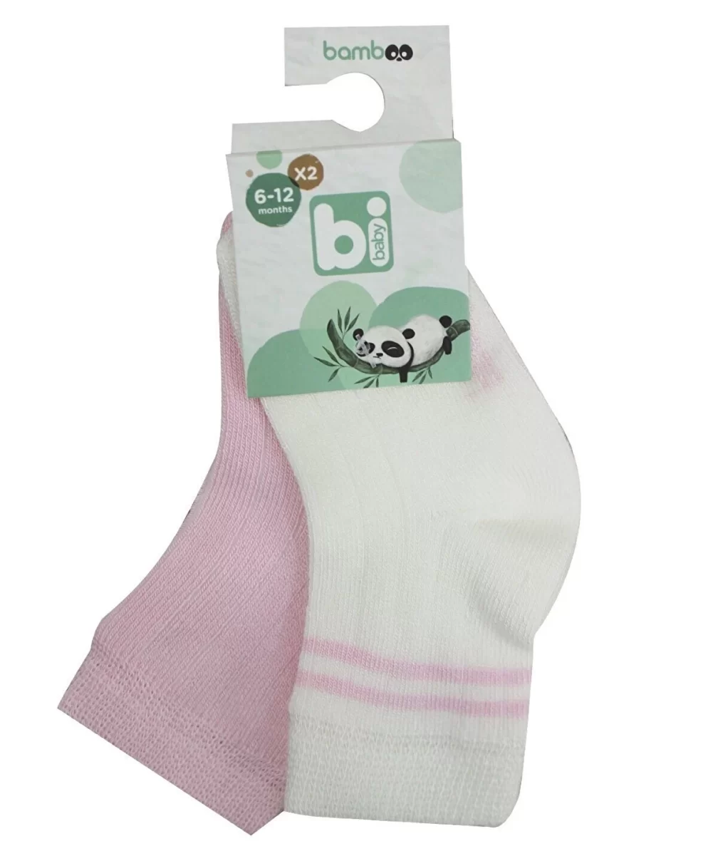 Bibaby Derby Bamboo 2Li Çorap 68386 Ekru Pembe