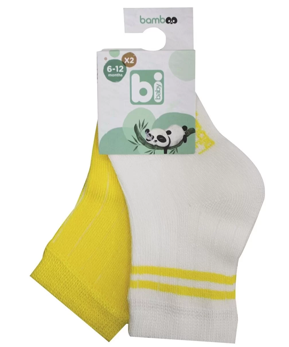 Bibaby Derby Bamboo 2Li Çorap 68386 Ekru Sarı