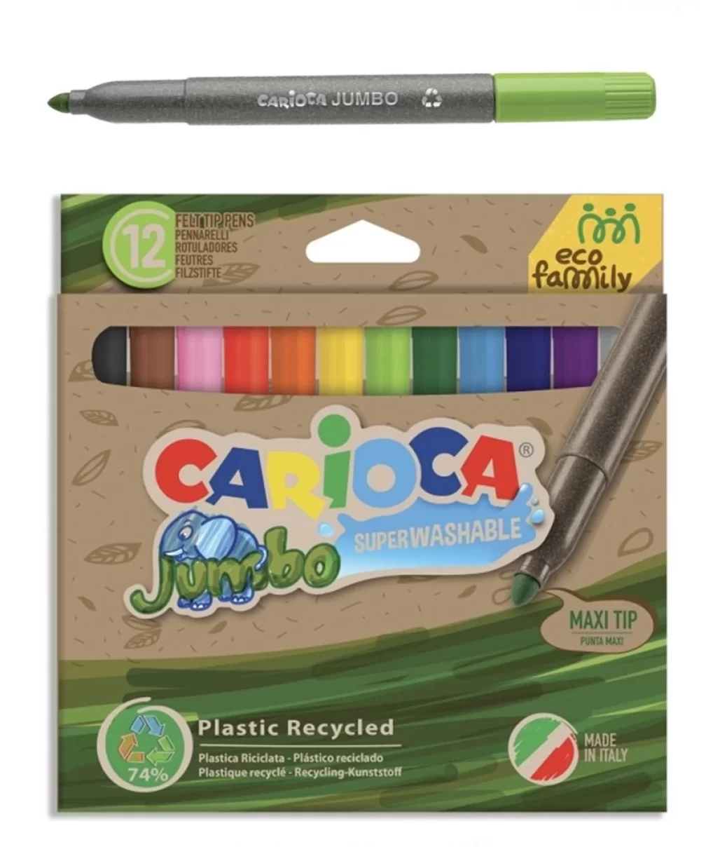 Carioca Eco Family Jumbo Süper Yıkanabilir Keçeli Boya Kalemi 12Li