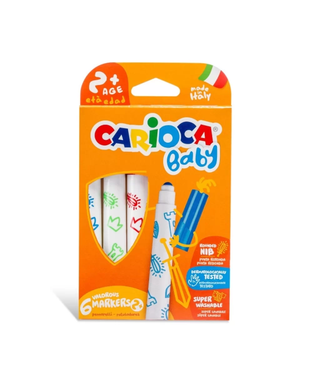 Carioca Jumbo Bebek Süper Yıkanabilir Keçeli Boya Kalemi 6Lı +2 Yaş