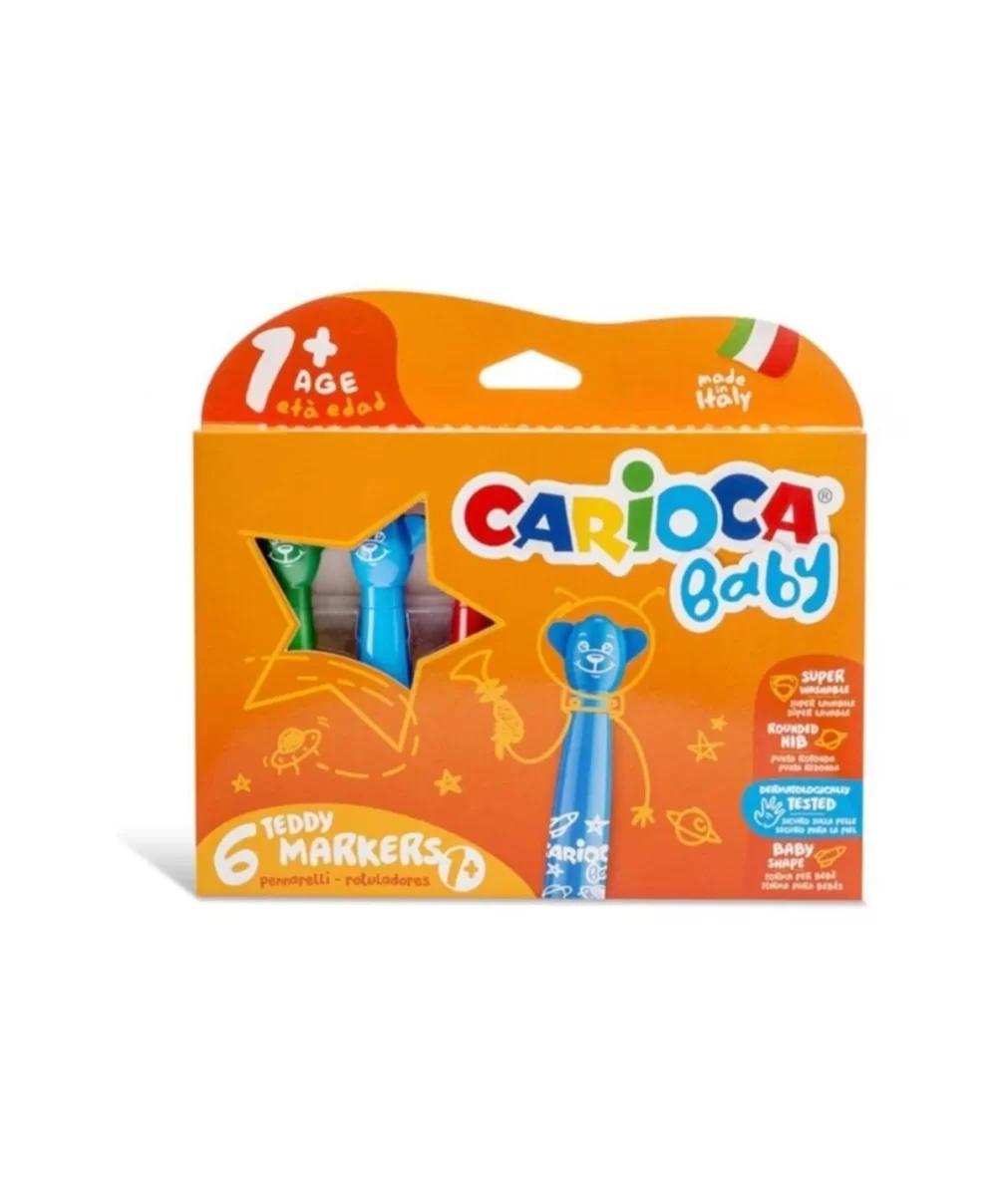 Carioca Teddy Jumbo Bebek Süper Yıkanabilir Keçeli Boya Kalemi 6Lı