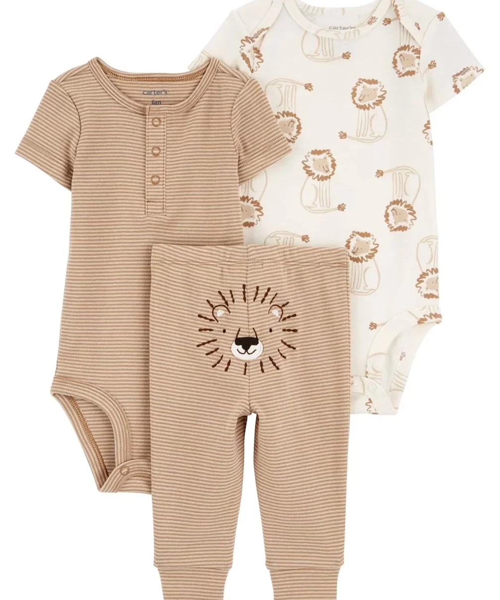 Carters Erkek Bebek Body Pantolon Set 3lü Paket 1R035310 Kahverengi