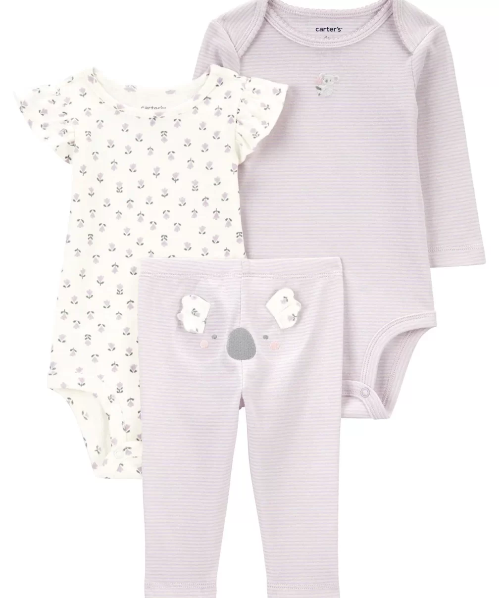 Carters Kız Bebek Body Pantolon Set 3Lü Paket 1R034810 Renkli