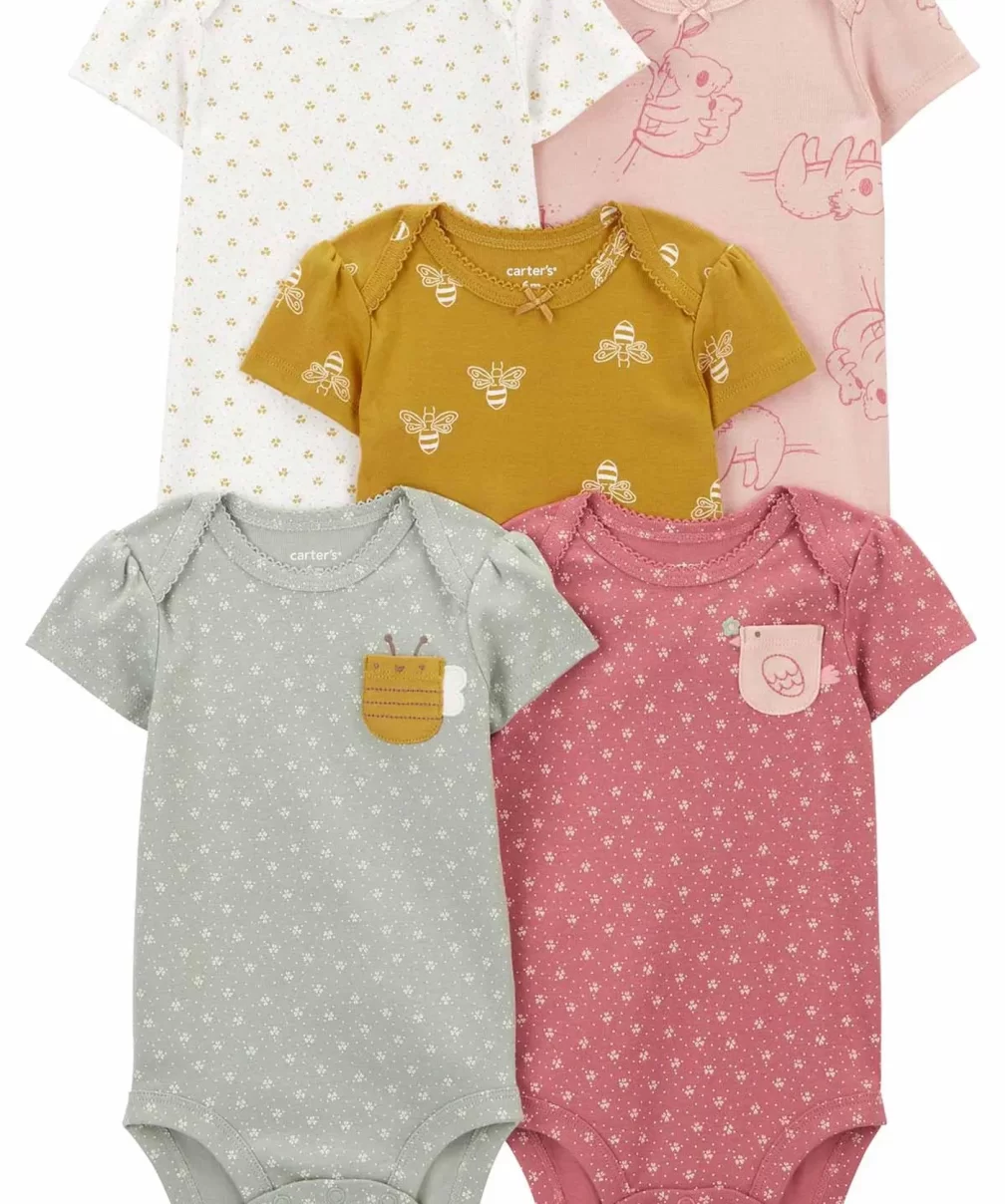 Carters Kız Bebek Kısa Kollu Body 5li Paket 1R036010 Renkli