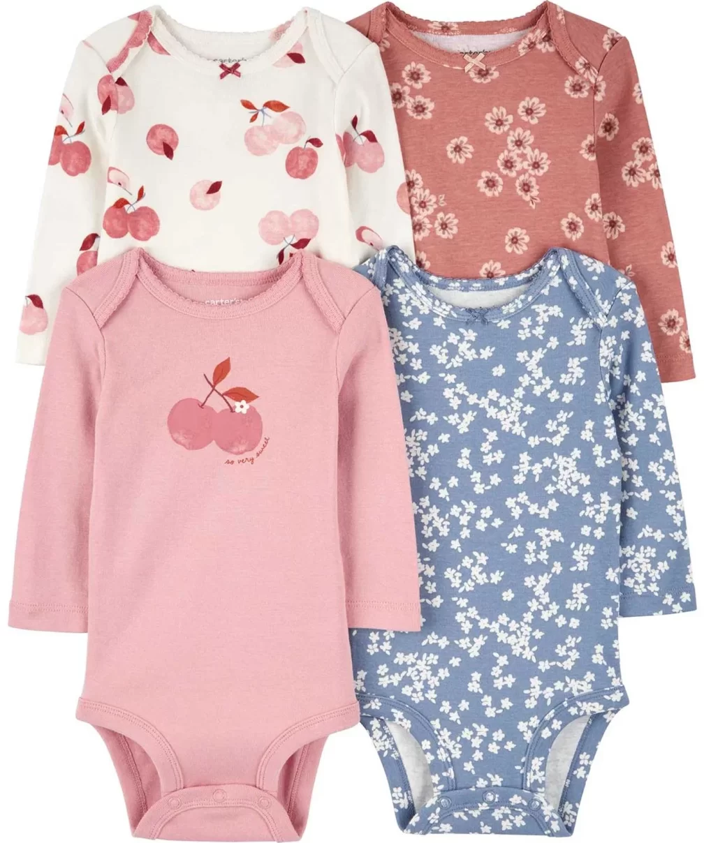 Carters Kız Bebek Uzun Kollu Body Set 4lü Paket 1R700310 Renkli