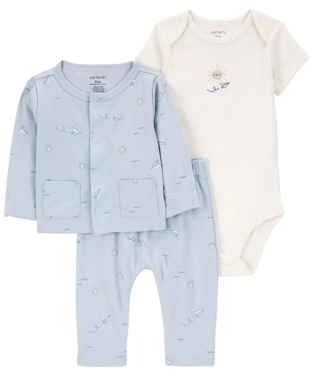 Carters Layette Erkek Bebek 3Lü Hırkalı Set 1P599710 Karışık Renkli