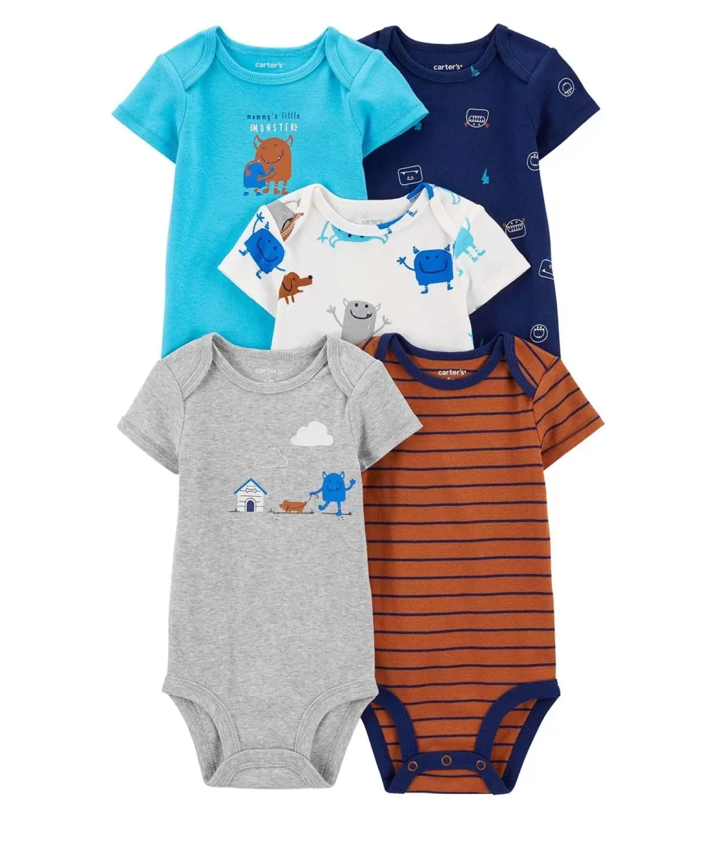 Carters Layette Erkek Bebek 5Li Kısa Kol Body 1Q124510 Karışık Renkli