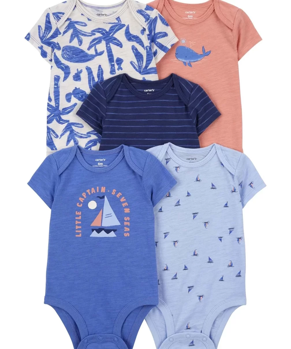 Carters Layette Erkek Bebek 5Li Kısa Kol Body 1Q934610 Karışık Renkli