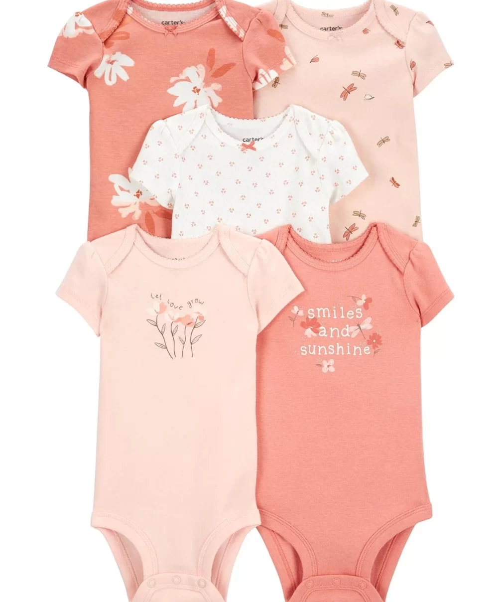 Carters Layette Kız Bebek 5Li Kısa Kol Body 1P565710 Karışık Renkli