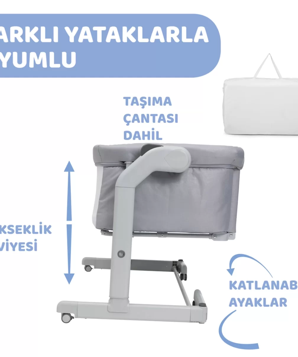 Chicco Next2Me Magic Evo Anne Yanı Beşik Grey Mist