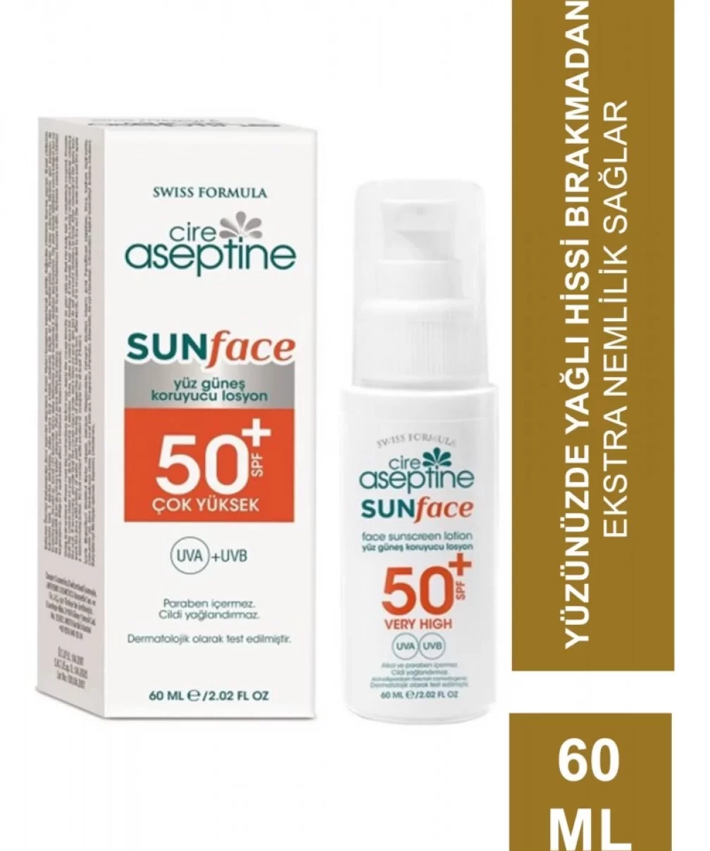 Cire Aseptine Sun Yüz Güneş Koruyucu Losyon 50 SPF 60ml