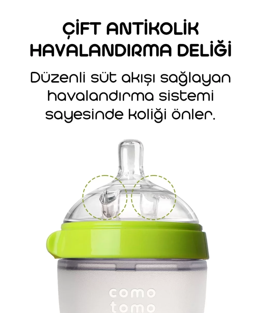 Comotomo Antikolik Silikon Biberon 150 ml 0-3 Ay Yeşil