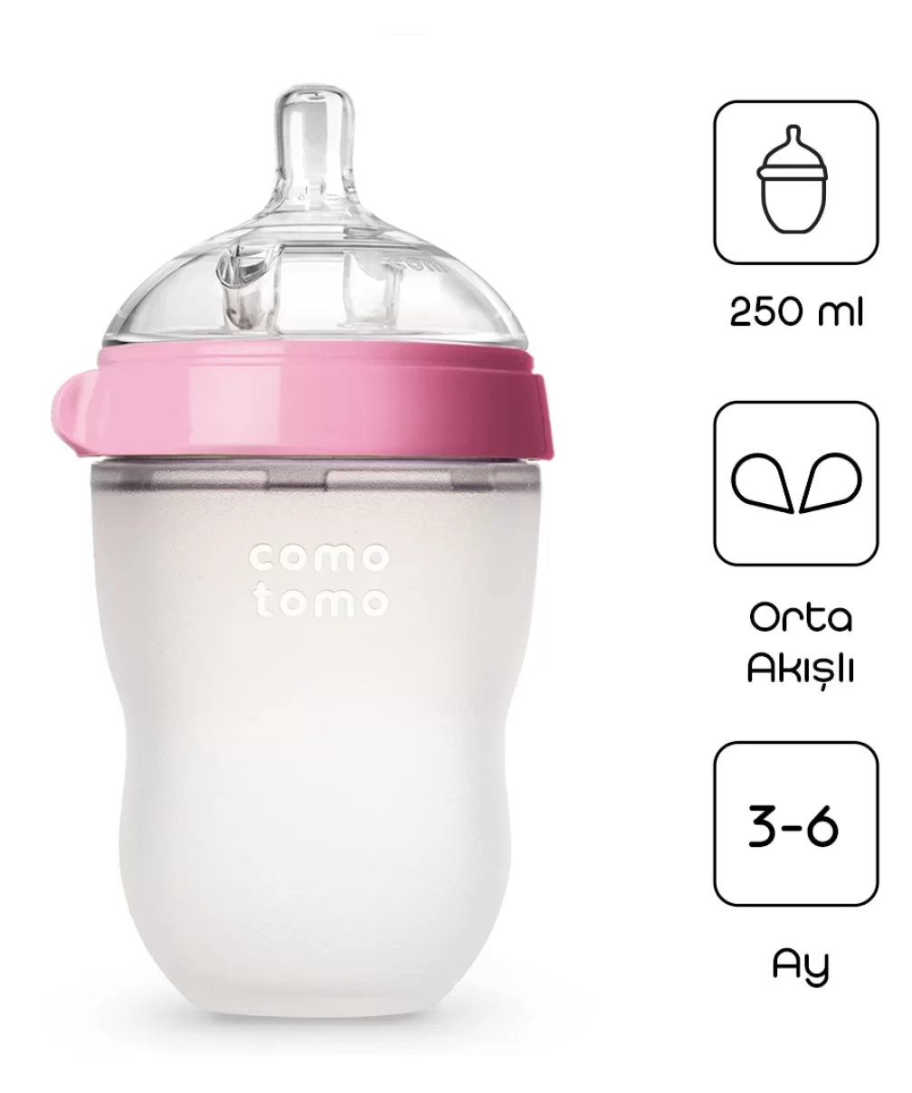 Comotomo Antikolik Silikon Biberon 250 ml 3-6 Ay Pembe