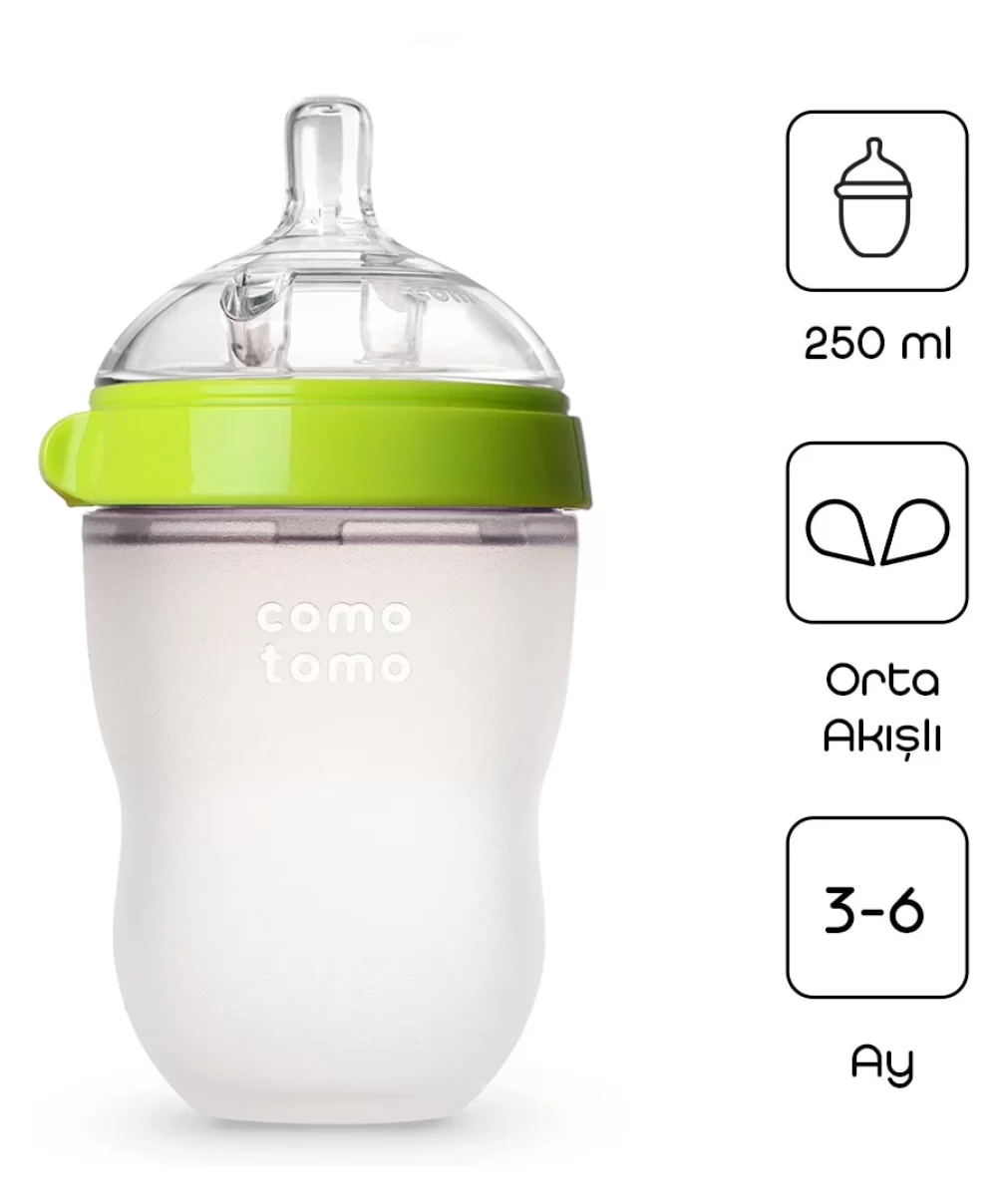 Comotomo Antikolik Silikon Biberon 250 ml 3-6 Ay Yeşil