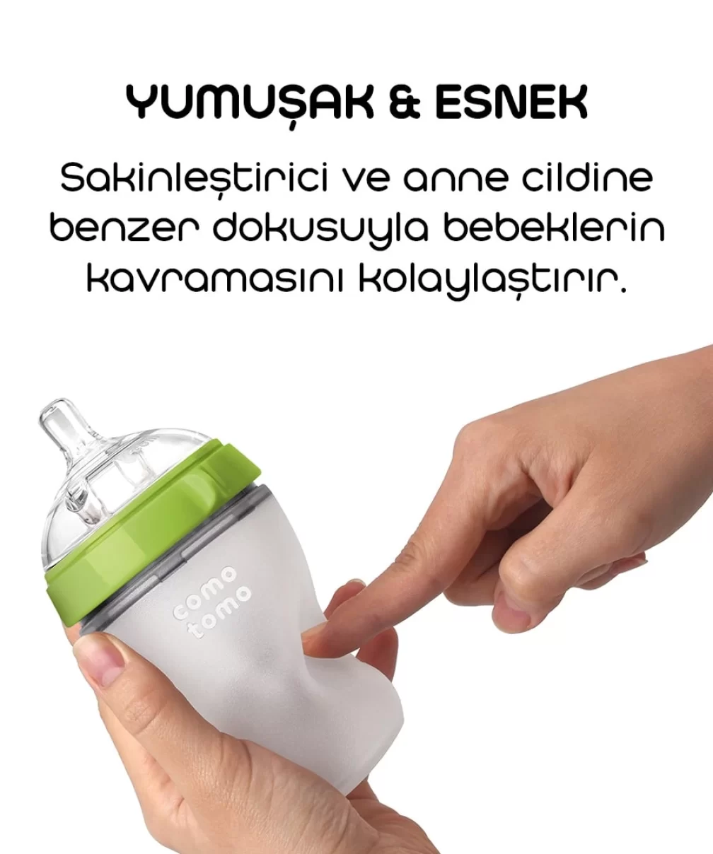 Comotomo Antikolik Silikon Biberon 250 ml 3-6 Ay Yeşil