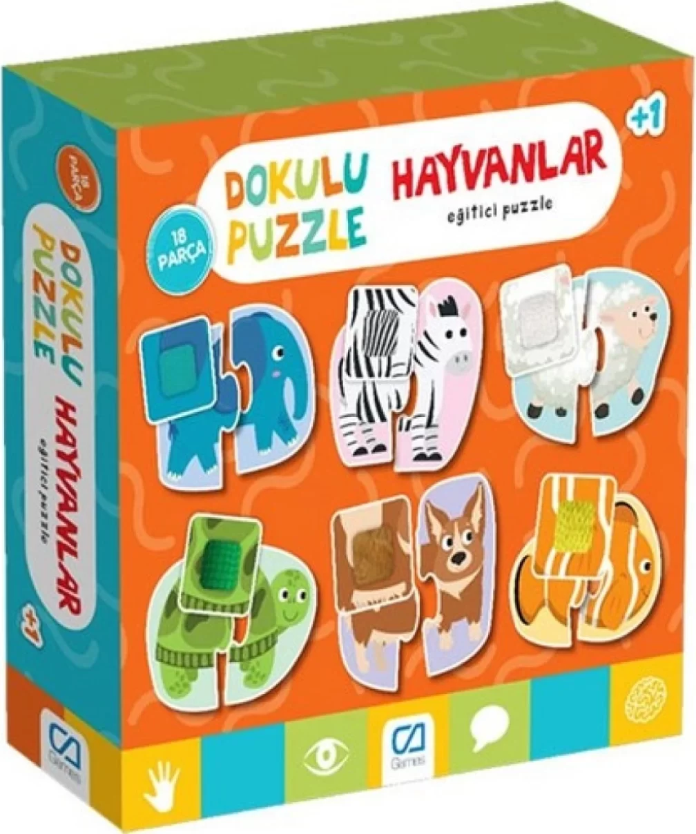 Games Hayvanlar Dokulu Eğitici Puzzle 18 Parça 5126