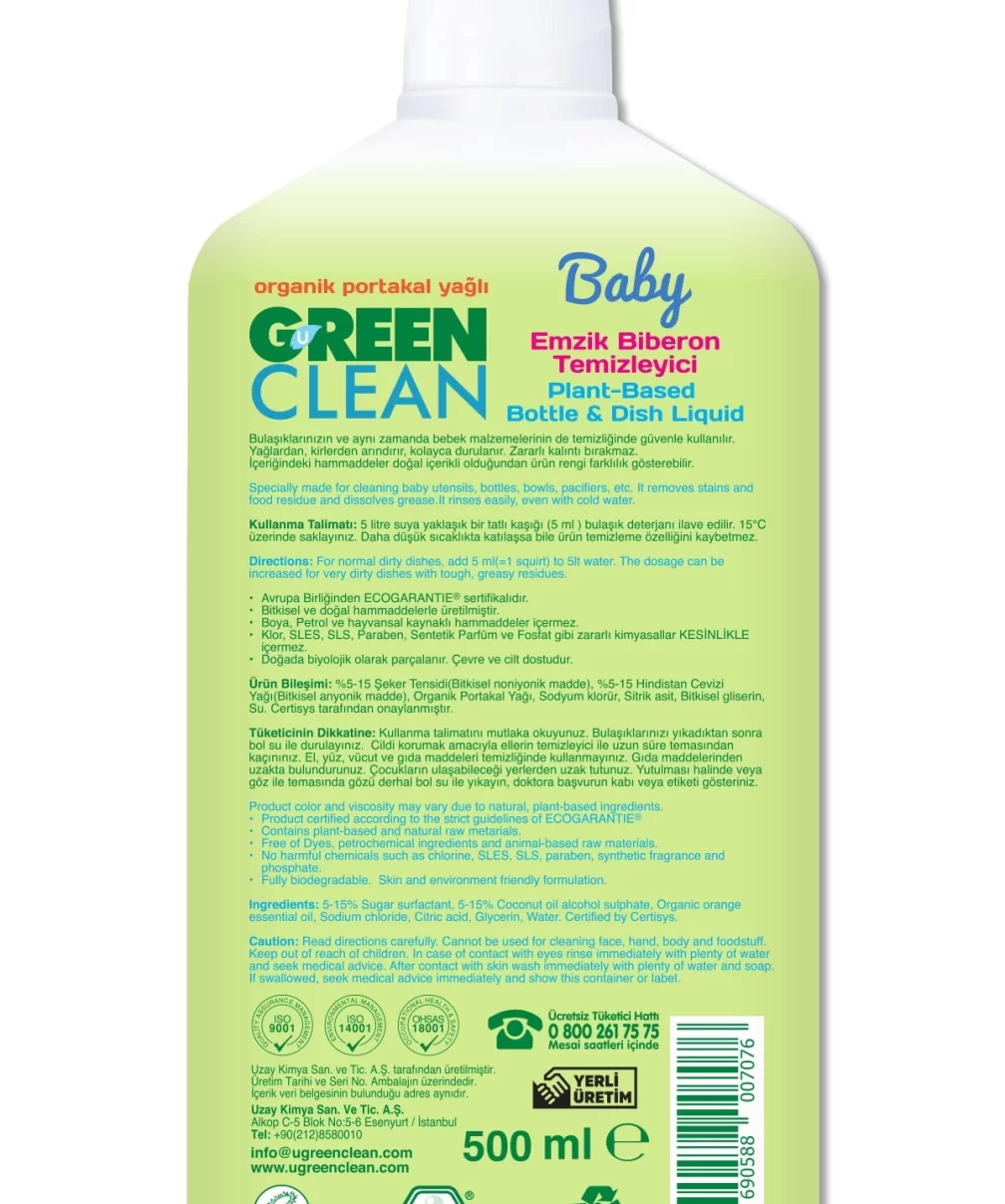 Green Clean Baby Bitkisel Emzik Biberon Temizleyici 500 ml