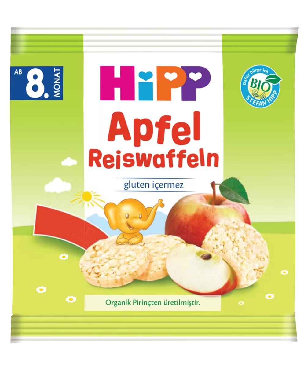 Hipp Organik Elmalı Pirinçli Bebek Gofreti 30 Gr