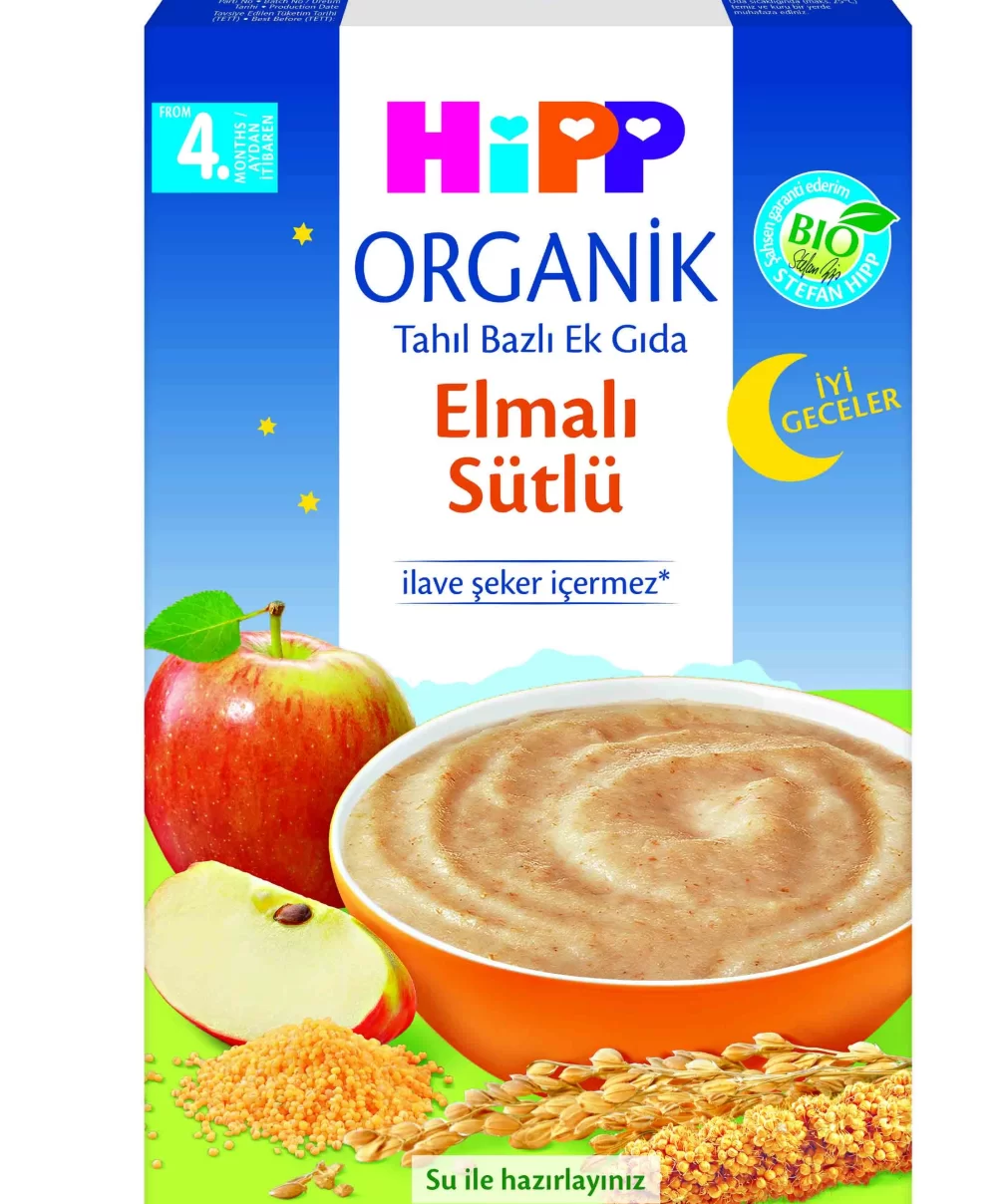 Hipp Organik İyi Geceler Elmalı Sütlü Tahıl Bazlı Ek Gıda 250 Gr