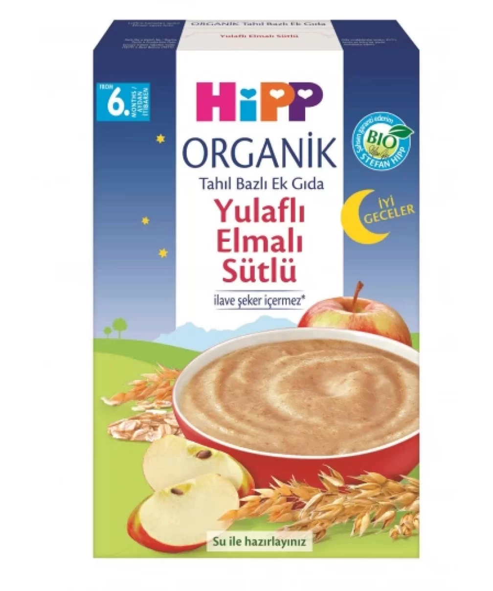 Hipp Organik İyi Geceler Sütlü Yulaflı Elmalı Tahıl Bazlı Ek Gıda 250 Gr