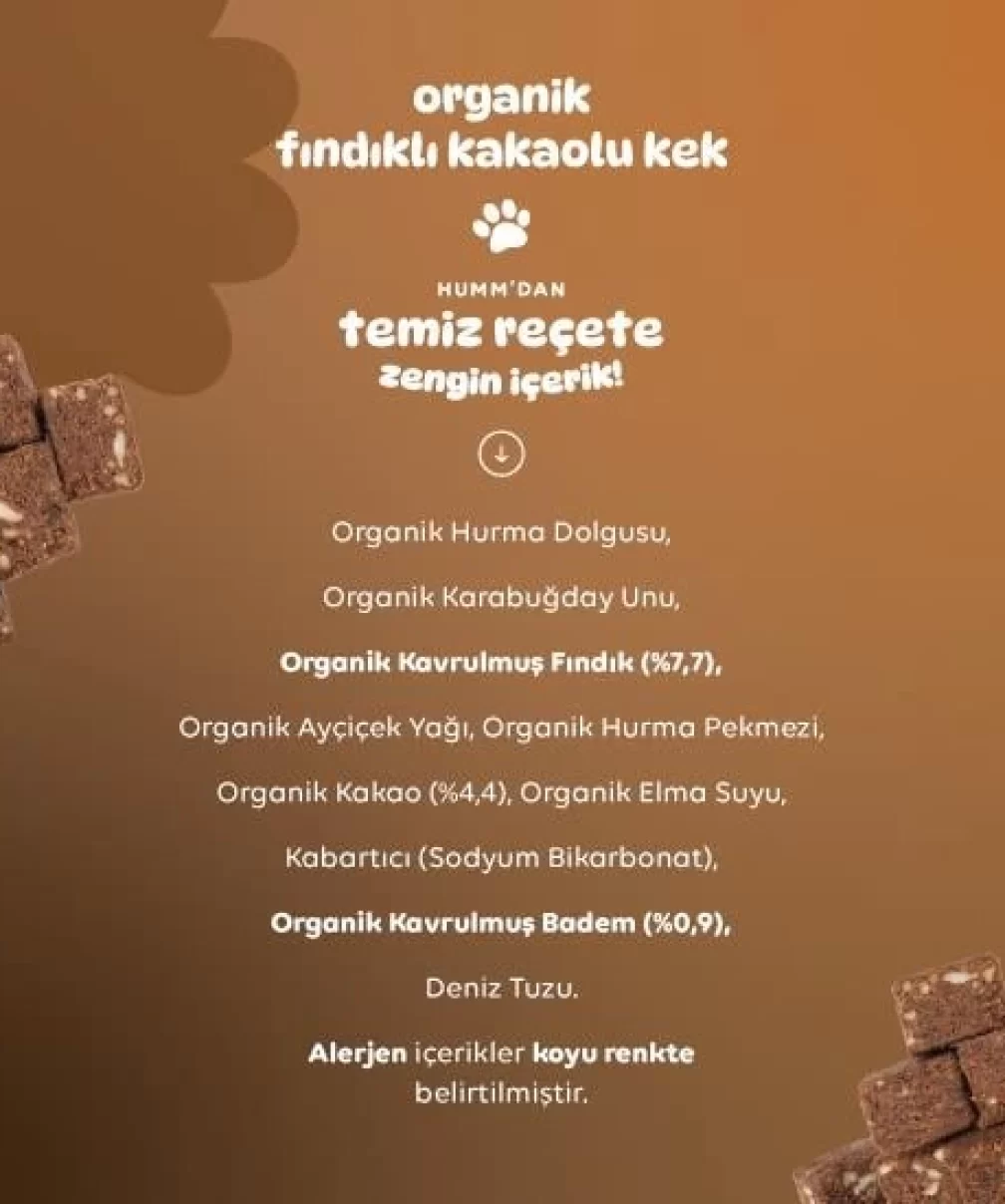 Humm Organik Fındıklı Kakaolu Vegan Kek 30 Gr