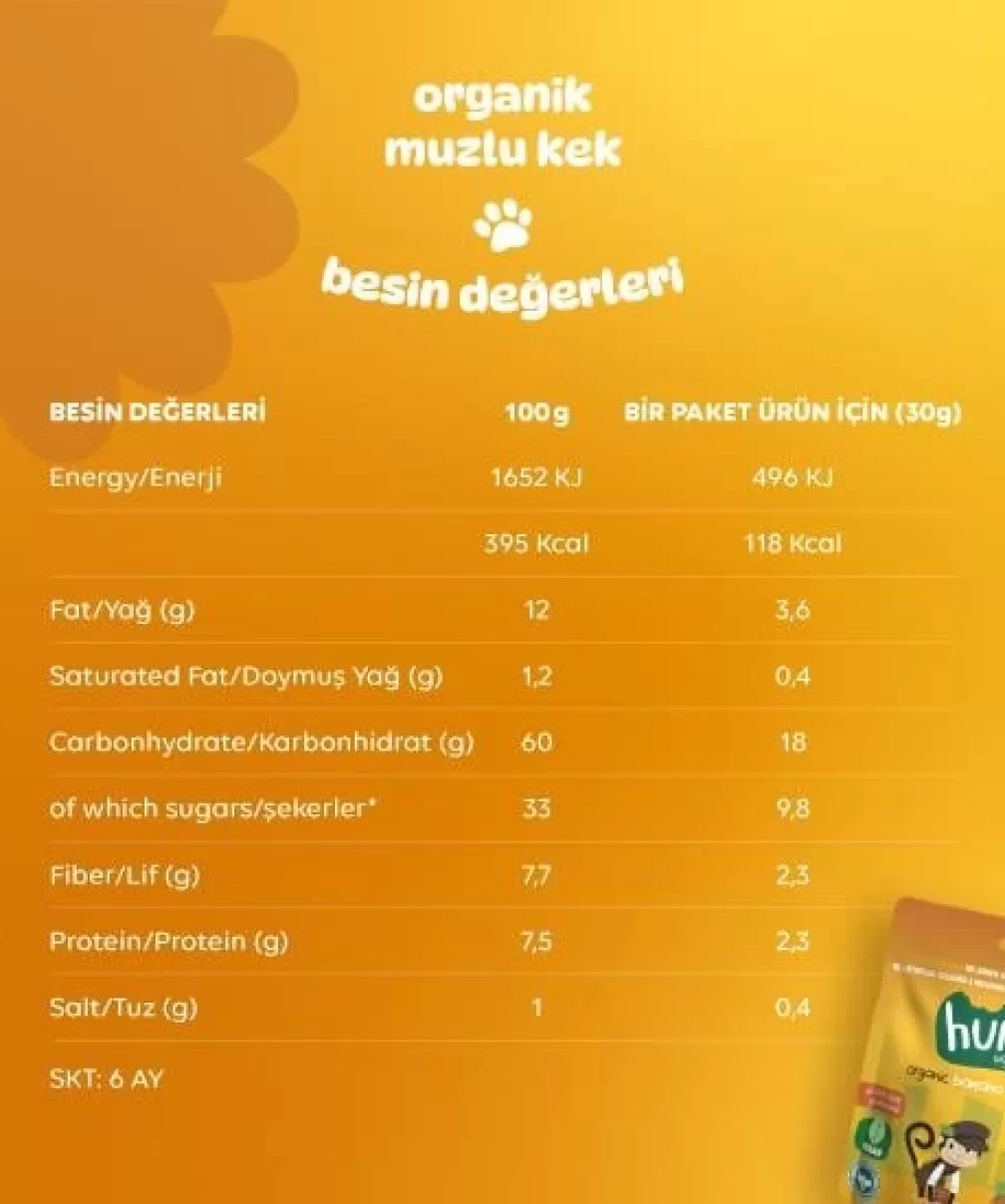 Humm Organik Glutensiz Vegan Muzlu Kek 30 Gr