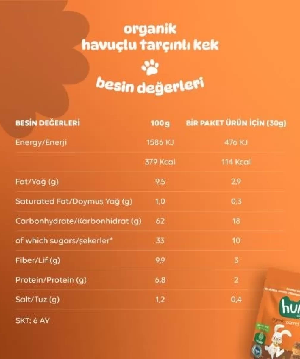 Humm Organik Havuçlu Tarçınlı Vegan Kek 30 Gr