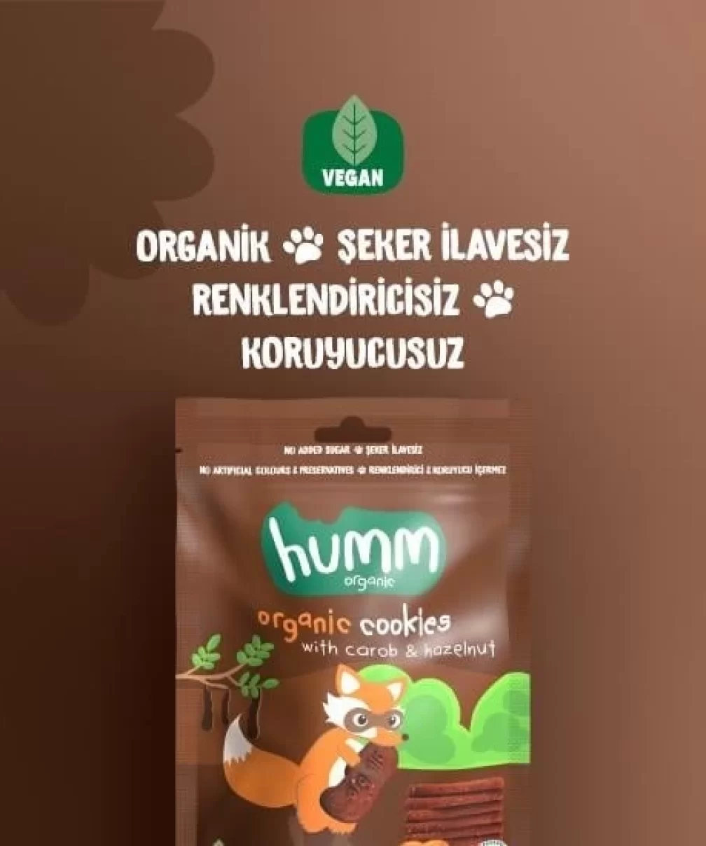 Humm Organik Keçiboynuzlu ve Fındıklı Vegan Kurabiye 55 Gr