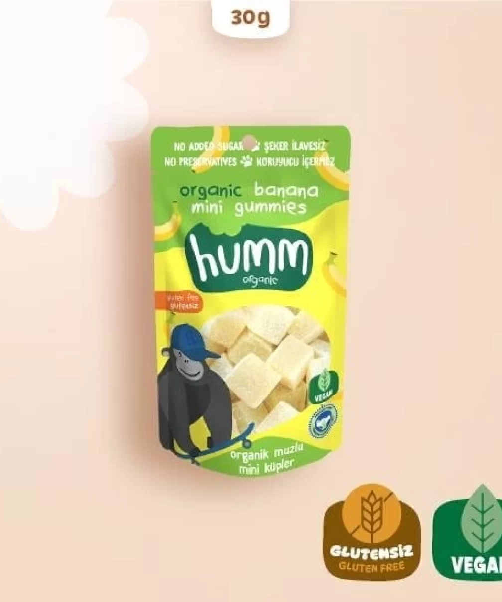 Humm Organik Muzlu Glutensiz Vegan Mini Küpler 30 Gr