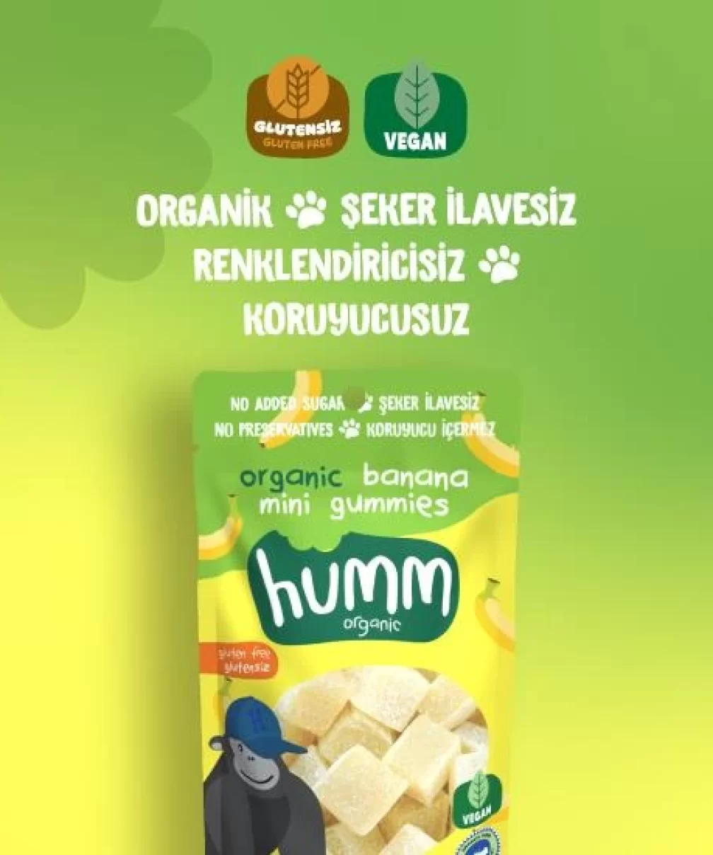 Humm Organik Muzlu Glutensiz Vegan Mini Küpler 30 Gr