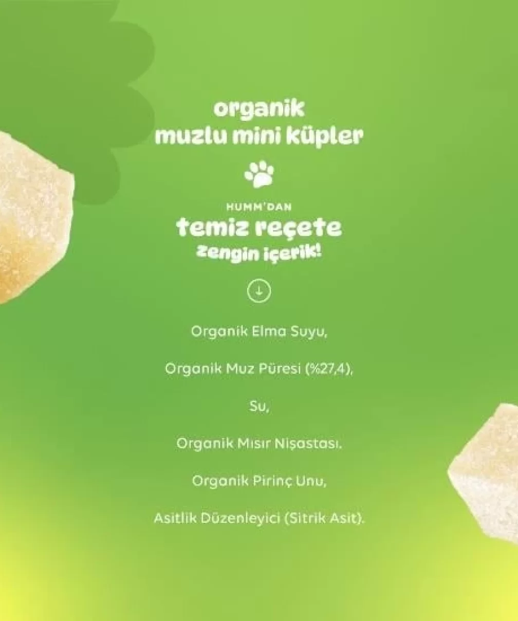 Humm Organik Muzlu Glutensiz Vegan Mini Küpler 30 Gr