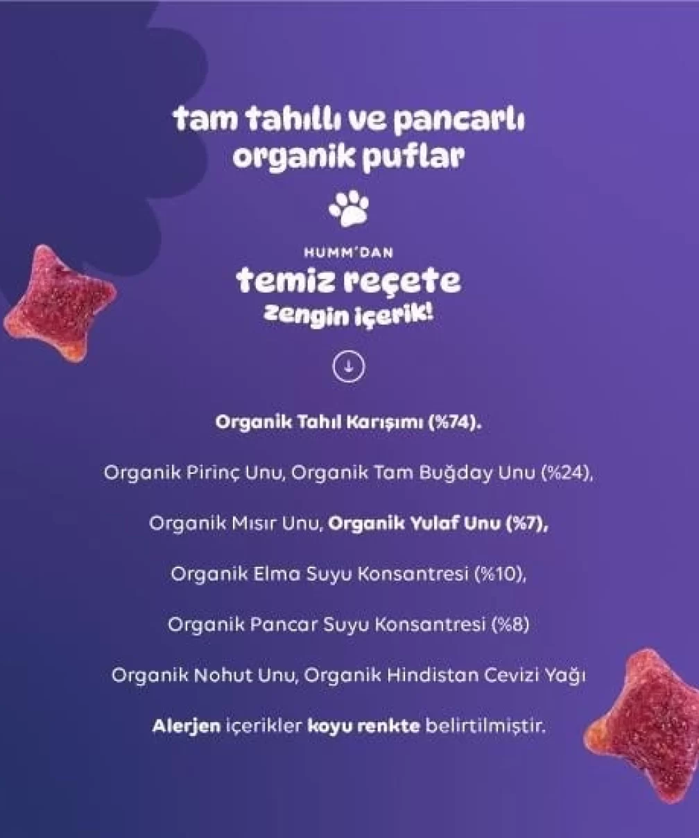 Humm Organik Pancarlı ve Tam Tahıllı Puflar 30 Gr